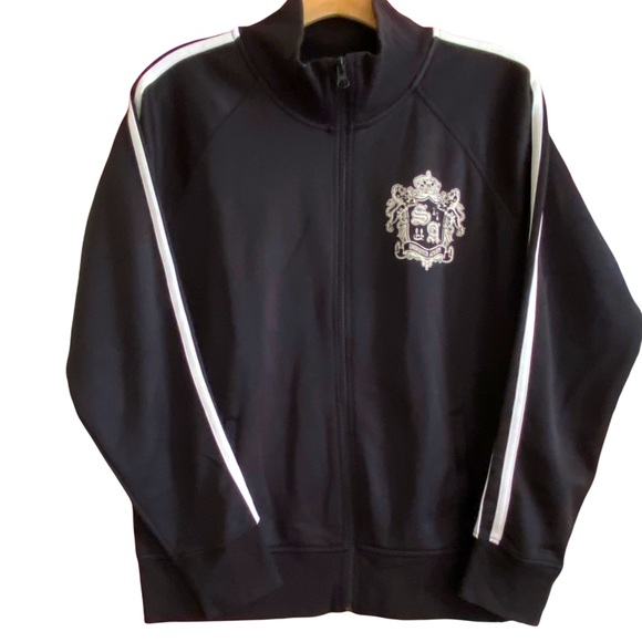 OLD NAVY Black Front Zip Fleece Varsity Jacket Size XL - Picture 2 of 5